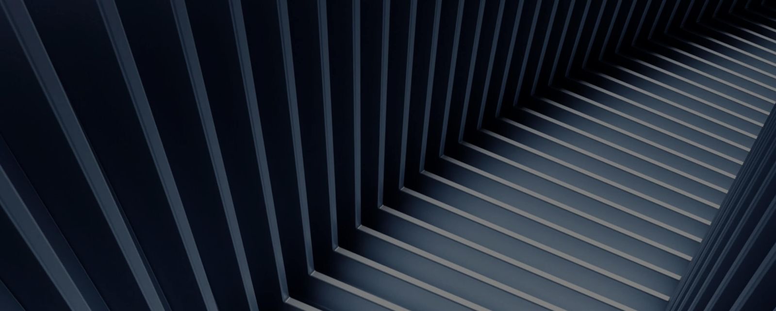 Abstract dark blue vertical stair design in a modern architectural structure - Neutrinos